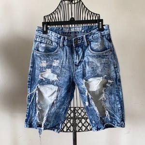 TRILLNATION Men’s Distressed Jean Shorts